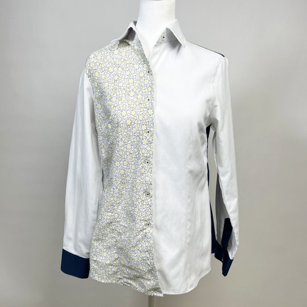 Original Custom Half-White Half-Flower Print Women's Shirt - Blue (Pre-Owned)